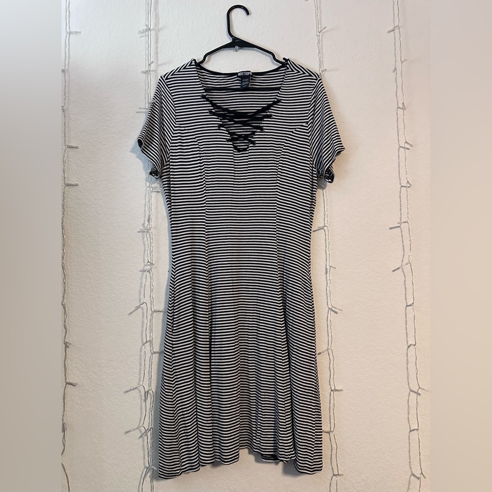 Hot Topic Black and White Striped Mini Dress